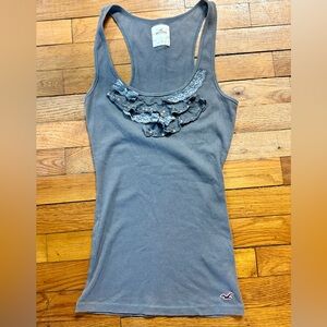 Hollister Gray Tank Top with Lace Accents vintage
